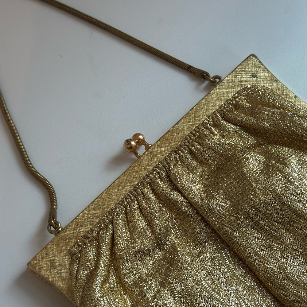 Vintage 1960s Metallic Gold Handbag - Picture 2 of 4